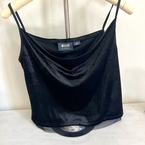 Anthropologie Maeve Black Velvet and Mesh Top - XSP